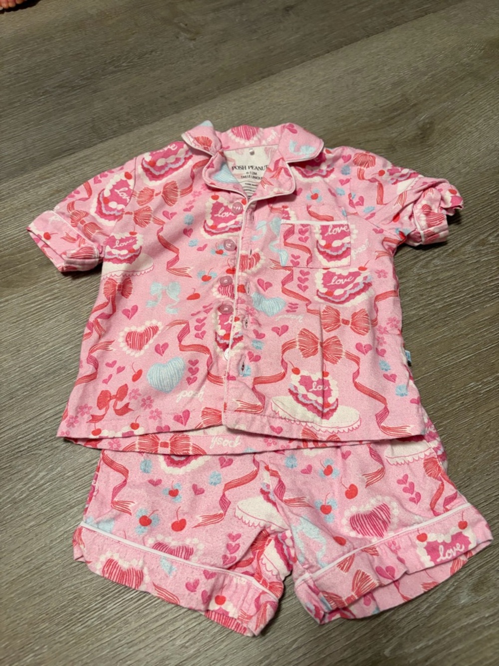 Posh peanut love cake 2pc pajama set 6-12months